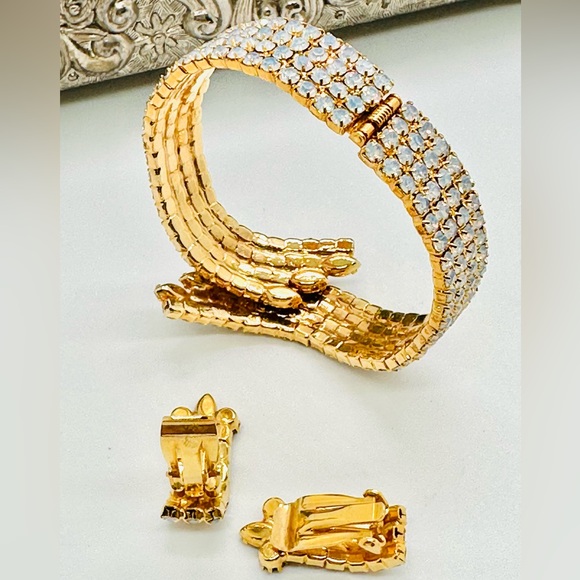 🔥 Vintage Gorgeous Deco Demi Parure Rhinestone Bracelet Set - Picture 9 of 14